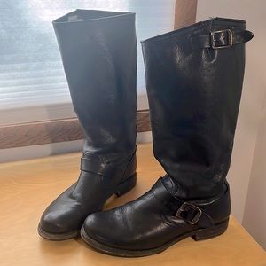 Frye Black Leather Moto Boots